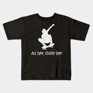 Skateboard All Day, Every Day distressed look graphic Kids T-Shirt